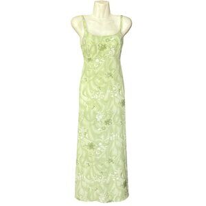 DBY Juniors Y2K Babydoll Maxi Dress Size 3 Green Floral Fairycore Phoebe Buffay